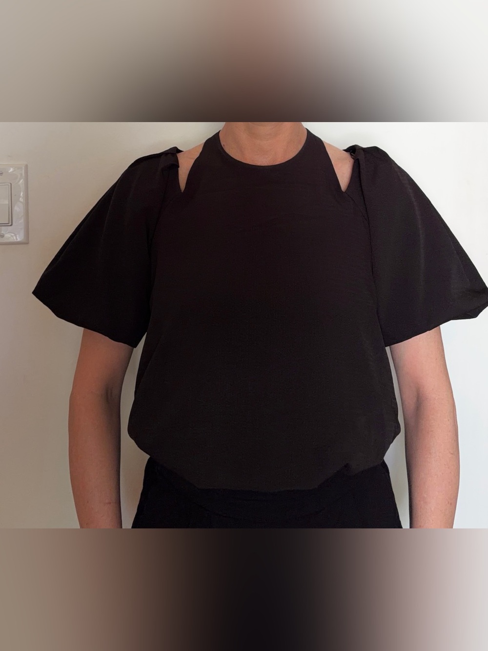 Astr the Label Black Cutout Sleeve Tank Top